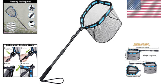Telescopic Floating Fishing Net for Kayaks – Rubber Coated, Non-Snag, Durable