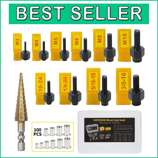 Professional Rivet Nut Hand Tool with 10 Mandrels - Ideal for All Metal Jobs