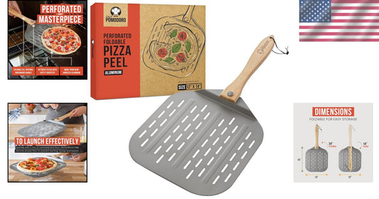 Compact 12x14 Inch Aluminum Pizza Peel with Ergonomic Handle - Ideal for Bakers
