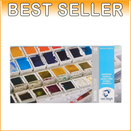 Artist-Level 48-Pan Watercolors in Metal Box - High Lightfastness & Easy to Use