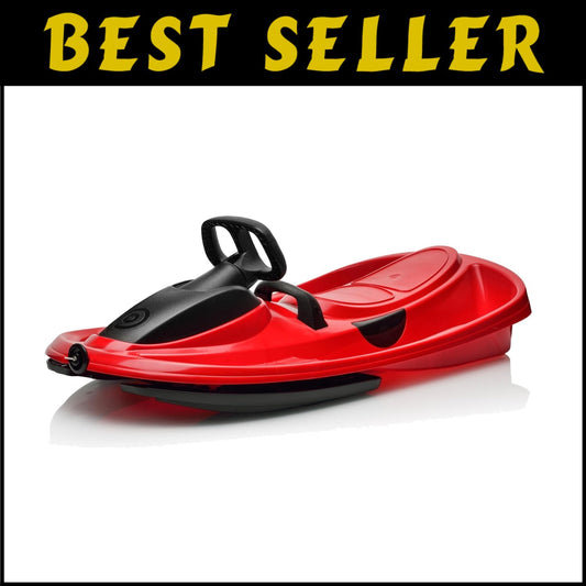 Durable Snow Sled for Kids & Adults - Lightweight Toboggan with Steering Wheel