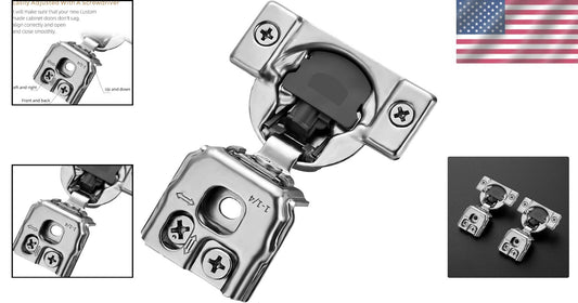 1-1/4 Inch Soft Close Hinges - 30 Pack Satin Nickel Concealed Hardware Set