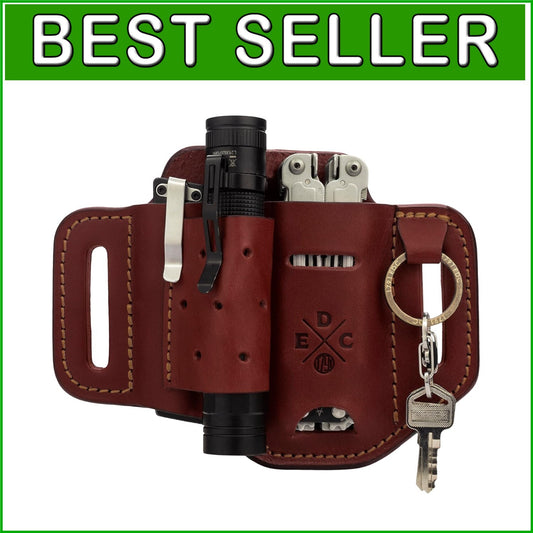 Durable Chestnut Leather Holster for Multitool & Accessories - Lifetime Warranty