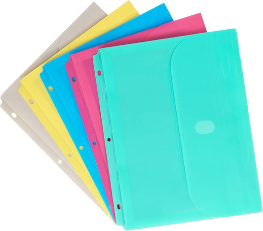 Durable Acid-Free Poly Binder Pockets, Assorted Colors - 200 Sheets Capacity