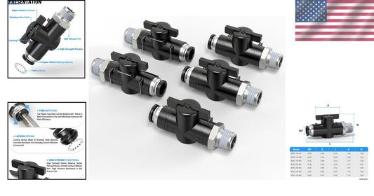 Efficient Air Flow Control Valves - 1/4" OD x 3/8" NPT, Plastic and Copper