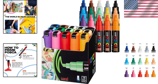 15 Count Uni Paint Markers with Bold Tips – Perfect for Creative Expression
