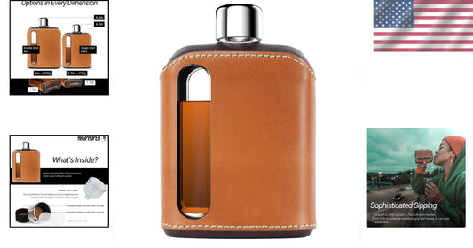 Durable Leather-Covered Glass Hip Flask - Ideal Gift for Spirits Enthusiasts