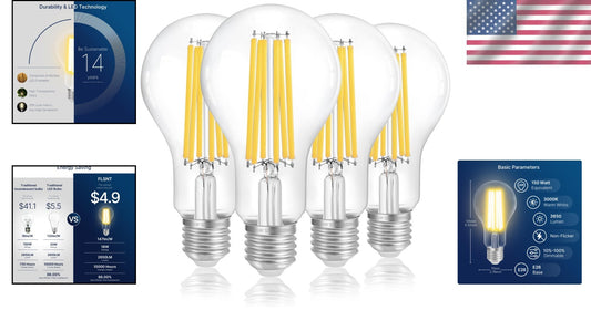 Dimmable A23 LED Light Bulbs - 150W Equivalent, 2650 Lumens, 3000K Warm White