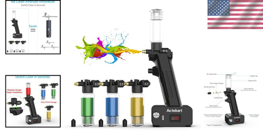 Adjustable Air Pressure Cordless Airbrush - 4 Modular Tips for Versatile Use