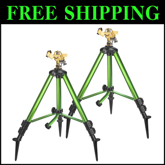 360° Adjustable Impact Sprinkler Set on Tripod Base for Effective Watering