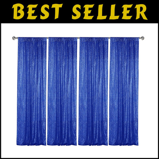 Elegant 4-Piece Navy Sequin Photography Backdrop - 2FT x 8FT Perfect for Parties