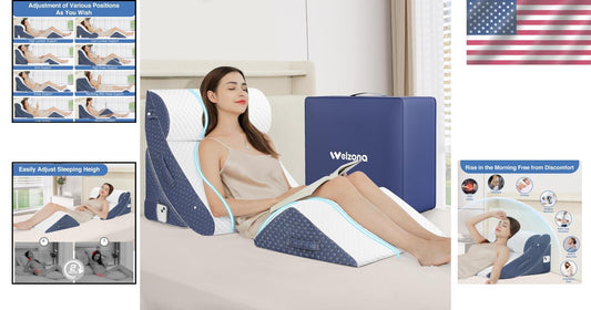 4Pcs Orthopedic Wedge Pillow Set - Gel-Infused Memory Foam for Sleep & Support