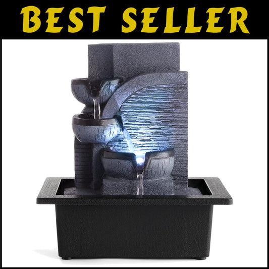 Elegant Indoor Water Feature - Tiered Tabletop Fountain for Stress Relief