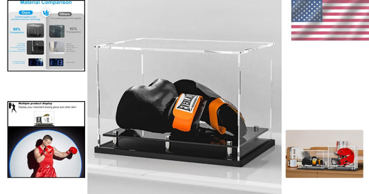 13.3'' Clear Acrylic Glove Display Case Holder with Fixed Bracket for Stability