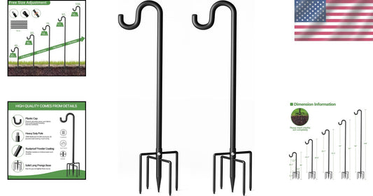 108" Extra Thick Shepherds Hooks - Durable Bird Feeder Stand with 5 Prongs