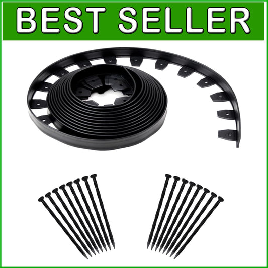 Flexible Heavy-Duty No-Dig Landscape Edging with Spikes - 40ft Black Border