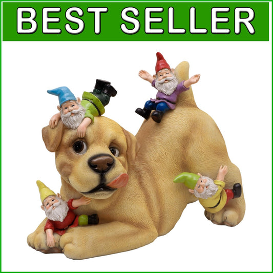 Resilient Resin Dog Gnome Sculpture - Funny Lawn Ornament for All Seasons
