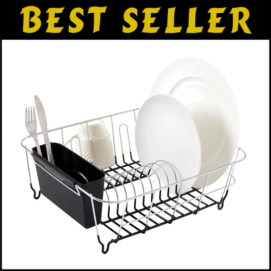 Compact 2-Piece Dish Drying Rack and Utensil Holder Set - Perfect for Small S...
