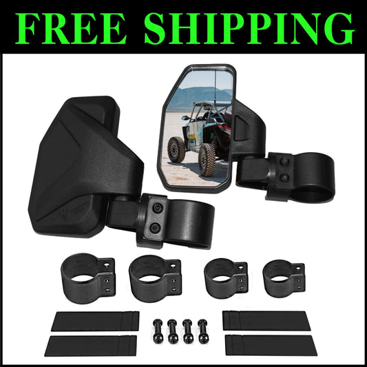Universal UTV Side Mirror Kit - Adjustable, Breakaway, Fits 1.6"-2" Bars