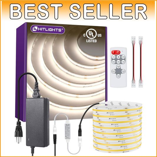 16.4ft Dimmable COB LED Strip Lights Kit with Remote - 4000K Lighting Solution