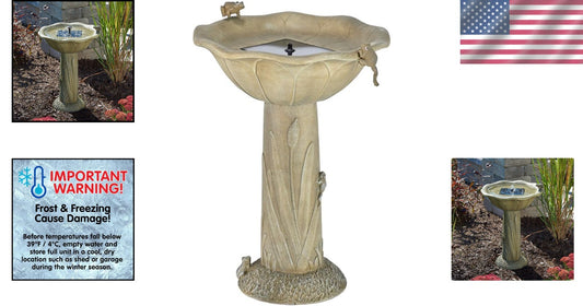 Acadia Solar Birdbath - Medium Olive Green Fountain with Two Spray Options