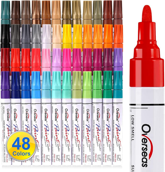 Waterproof Oil-Based Paint Marker Set - 48 Permanent Colors for Every Surface