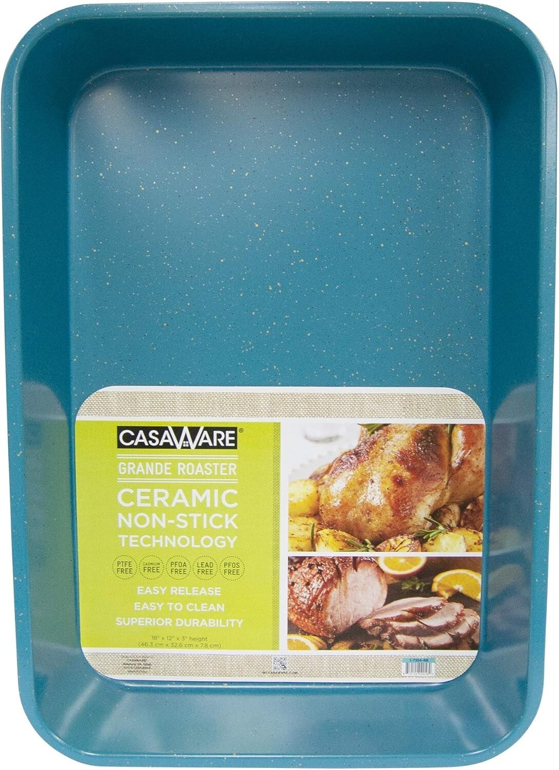 Extra Large 18x12 Blue Granite Ceramic Non-Stick Lasagna/Roaster Pan