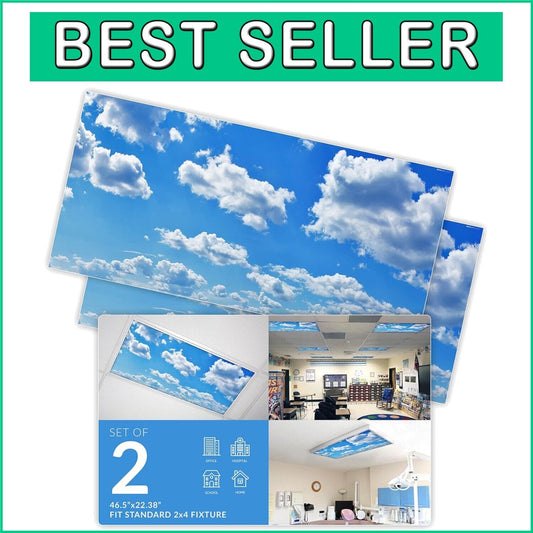 Fluorescent Light Covers - Eliminate Eye Strain in Classrooms & Offices (2pk)