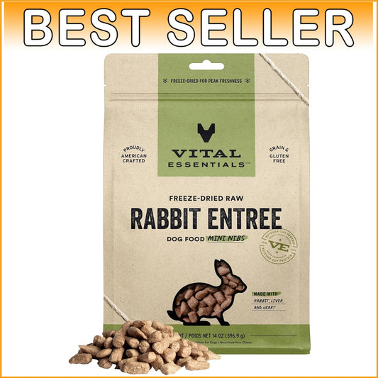 All-Natural Freeze-Dried Raw Rabbit Dog Food, 14 oz - No Fillers, All Benefits