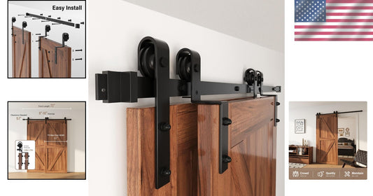 6FT Heavy-Duty Sliding Barn Door Hardware Kit for Double Doors – J Shape Hanger