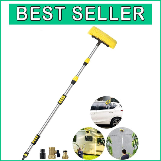 Adjustable Telescopic Car Brush with Hose Connection - Safe & Efficient Cleaning