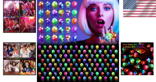 Versatile LED Glow Rings Pack - 150 Count with 6 Unique Styles for Celebrations