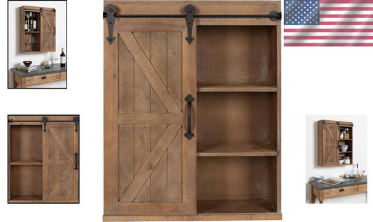 Durable Rustic Brown Bathroom Storage Cabinet with Easy-Access Sliding Door