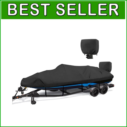 Adjustable Waterproof 1200D Boat Cover for 16' to 18.5' Tri-Hull & Fish & Ski