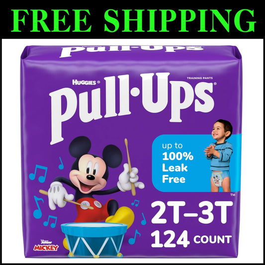 Boys' Potty Training Pants 2T-3T, 124 Count - Leak-Free with Disney Designs
