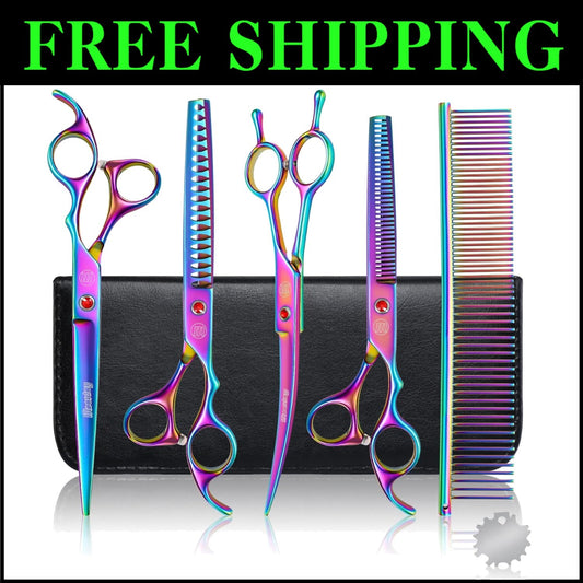 High-Quality Stainless Steel Dog Grooming Scissors Set - Ergonomic & Adjustable