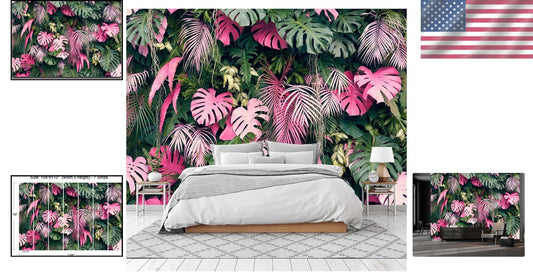 Stunning Silk Tropical Plant Mural Wallpaper - 158" x 110", Non-Self-Adhesive