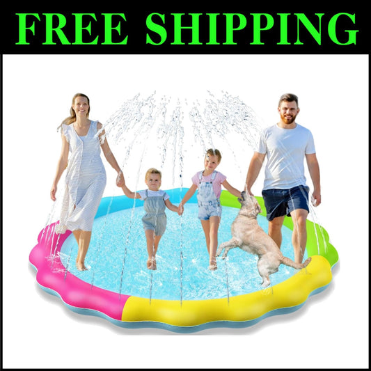 XXL Non-Slip Splash Pad Sprinkler for Kids & Pets - 87 Inch Fun Outdoor Mat