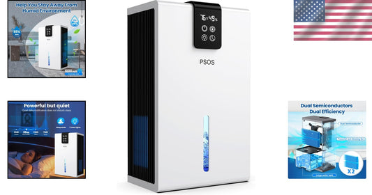 98 OZ Portable Dehumidifier for 1000 sq.ft Home - 7 LED Colors & Quiet Operation