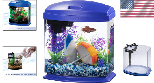 1 Gallon LED MiniBow Aquarium with SmartClean Filter - Perfect for Betta Fish