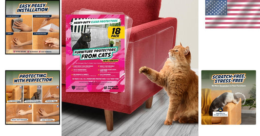 Indoor Furniture Protection: 18 Clear Cat Scratch Guards with Easy Mount Pins