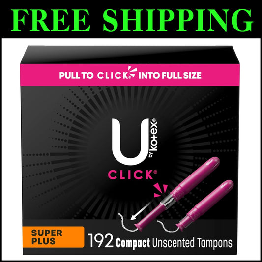 192 Count of Click Compact Tampons | Super Plus for Ultimate Leak Prevention