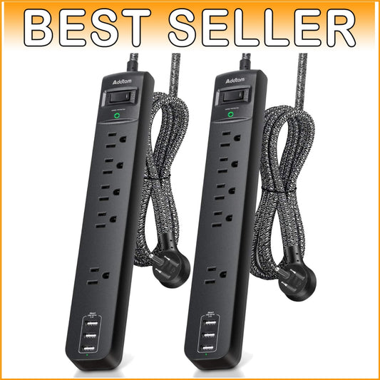 10Ft Surge Protector Power Strip with 5 Outlets & 3 USB Ports for Home & Office