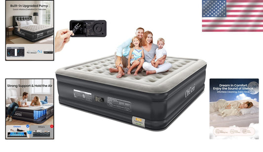18” King Air Mattress with Built-in Pump - Foldable & Space-Saving Solution
