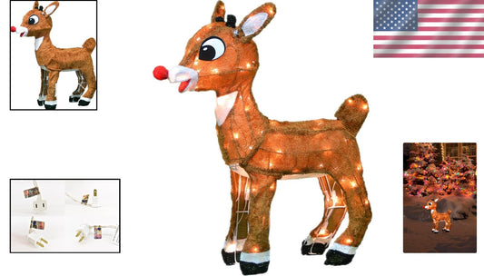 Rudolph 3D LED Pre-Lit Yard Art - 70 Multicolor Lights, Perfect Christmas Décor