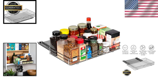 Durable Chrome Pull-Out Spice Organizer - Perfect for Narrow Kitchen Cabinets