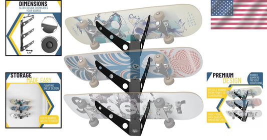 Creative 3 Board Wall Rack – Space-Saving Skateboard & Scooter Display Holder