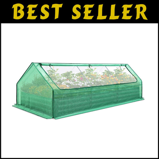 8x4ft Metal Raised Garden Bed with Integrated Greenhouse – Protect Your Plants!