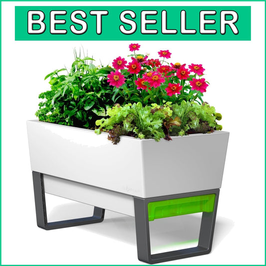Elegant 29.5” Self-Watering Planter with Clip-on Drip Tray - Indoor/Outdoor Use