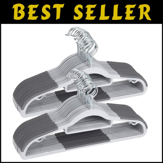 50 Non-Slip Heavy Duty Clothes Hangers - Perfect for Ties, Blouses & More